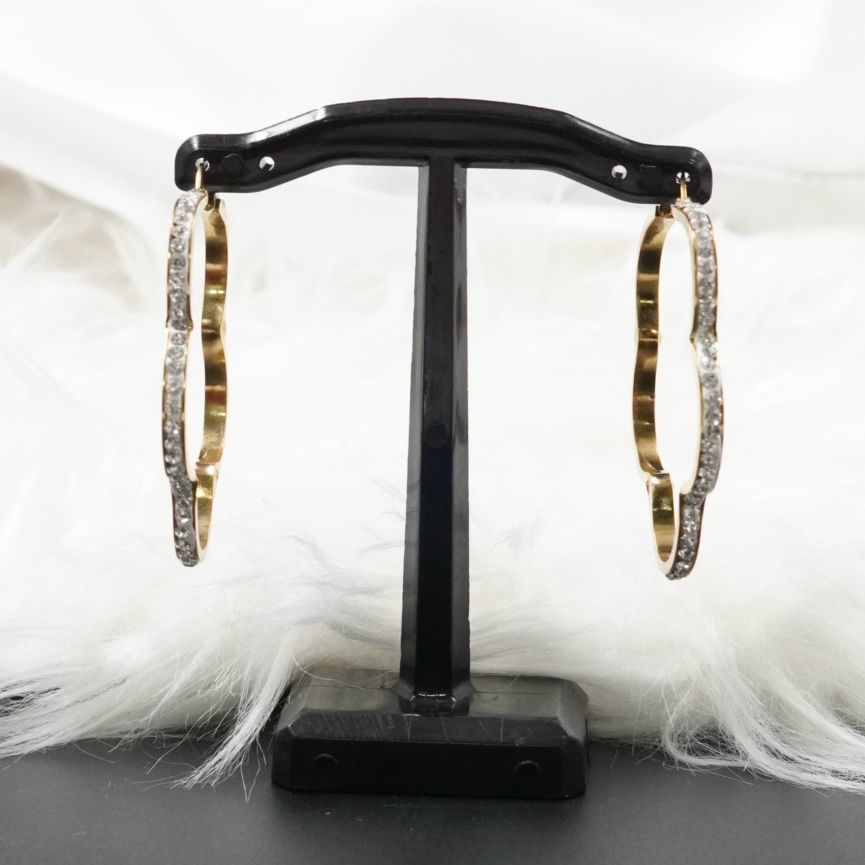 Miniatura 3 de CANDONGA TREBOL PIEDRA BLANCA-DORADA